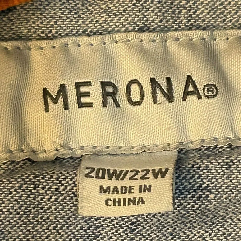 Merona Faded Denim Jean Jacket Womans Size 20/22 W With Pockets outdoorwear - Picture 3 of 15